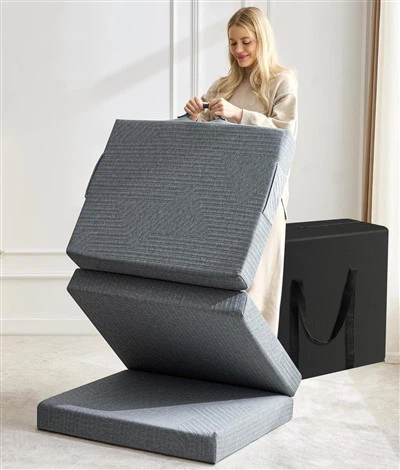 Dreifach zusammenklappbare 4-Zoll-Memory-Foam-Matratze - Tragbares Einzelbett
